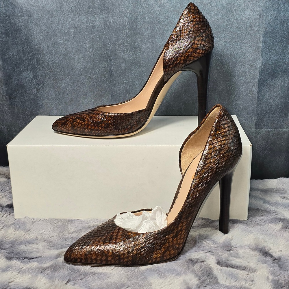 Reed Krakoff Pumps Brown Python Embossed d'Orsay Heels EU 38/ US‎ 8